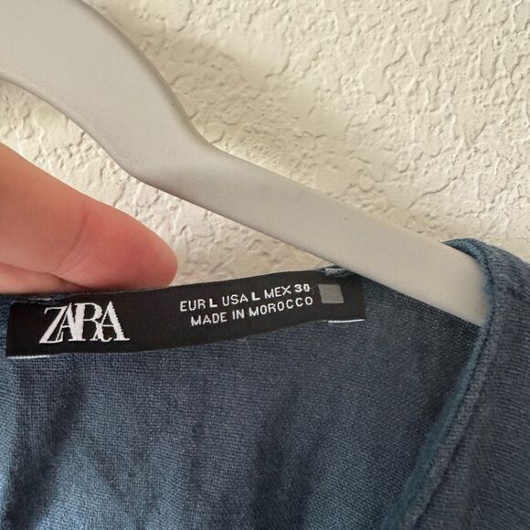 ZARA Women’s Linen Blend Deep V Short Sleeve Romper Jumpsuit Sz L Beach Coastal - Picture 4 of 6